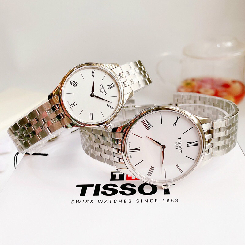 Đồng hồ đôi nam nữ dây thép Tissot Tradition T063.409.11.018.00 và T063.209.11.038.00