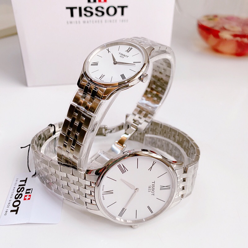 Đồng hồ đôi nam nữ dây thép Tissot Tradition T063.409.11.018.00 và T063.209.11.038.00