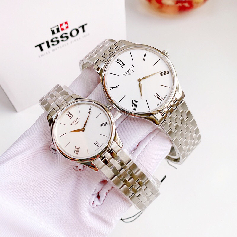 Đồng hồ đôi nam nữ dây thép Tissot Tradition T063.409.11.018.00 và T063.209.11.038.00
