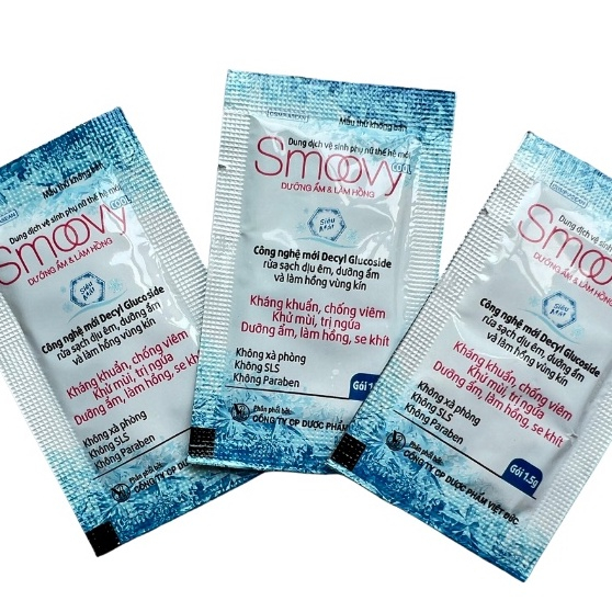 Dung dịch vệ sinh phụ nữa dạng gói Smoovy cho vùng kín sạch sẽ và làm hồng tươi mới suốt ngày dài 1,5g