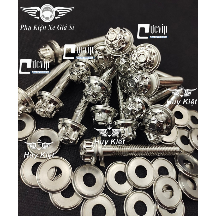 [Sale Khủng] Combo 2 Ốc Salaya 304 8Ly4 (M3) (Thái) TẶNG Lông Đền Inox 304 Salaya Gắn Chảng Ba Rai, Satria, Sonic 6051