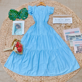 Đầm maxi cánh tiên bo chun eo