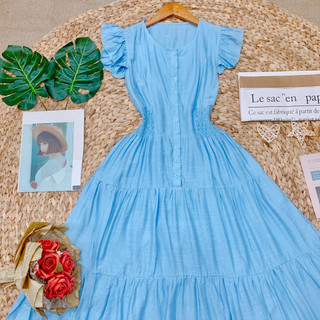 Đầm maxi cánh tiên bo chun eo