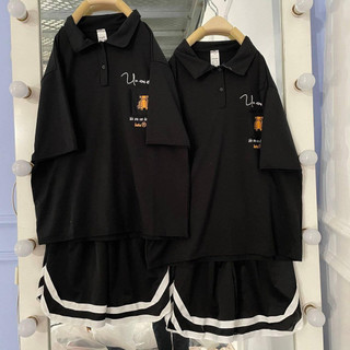 Áo thun polo nữ tay nữ lỡ có cổ phông form rộng freesize unisex mặc đi học in dễ thương THUUNISEX PL06