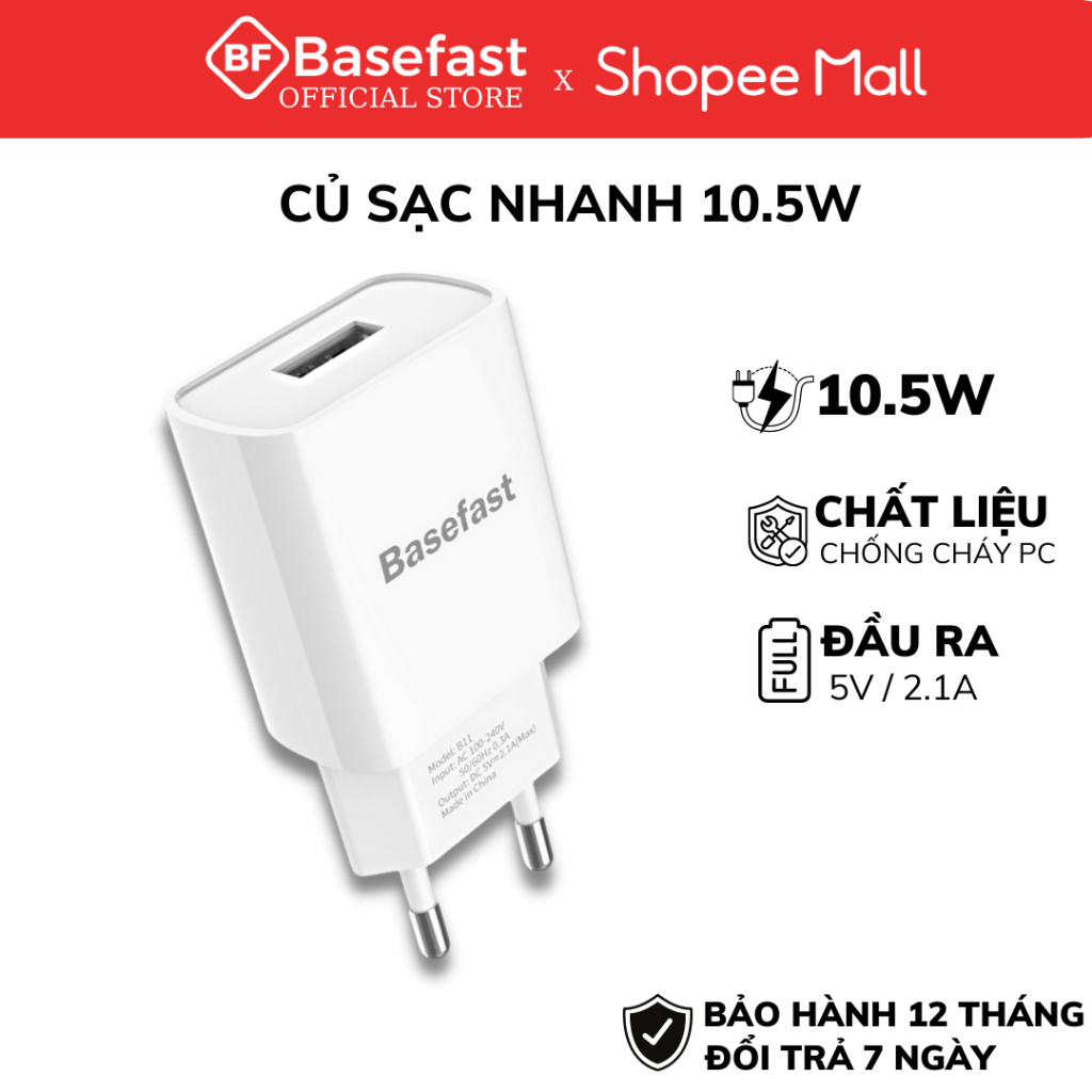 Củ Sạc Nhanh Pd 18W Qc 3.0 Basefast Cốc Siêu Bền Chống Quá Tải Nhiệt Dùng Cho Nhiều Dòng Máy Samsung Xiaomi