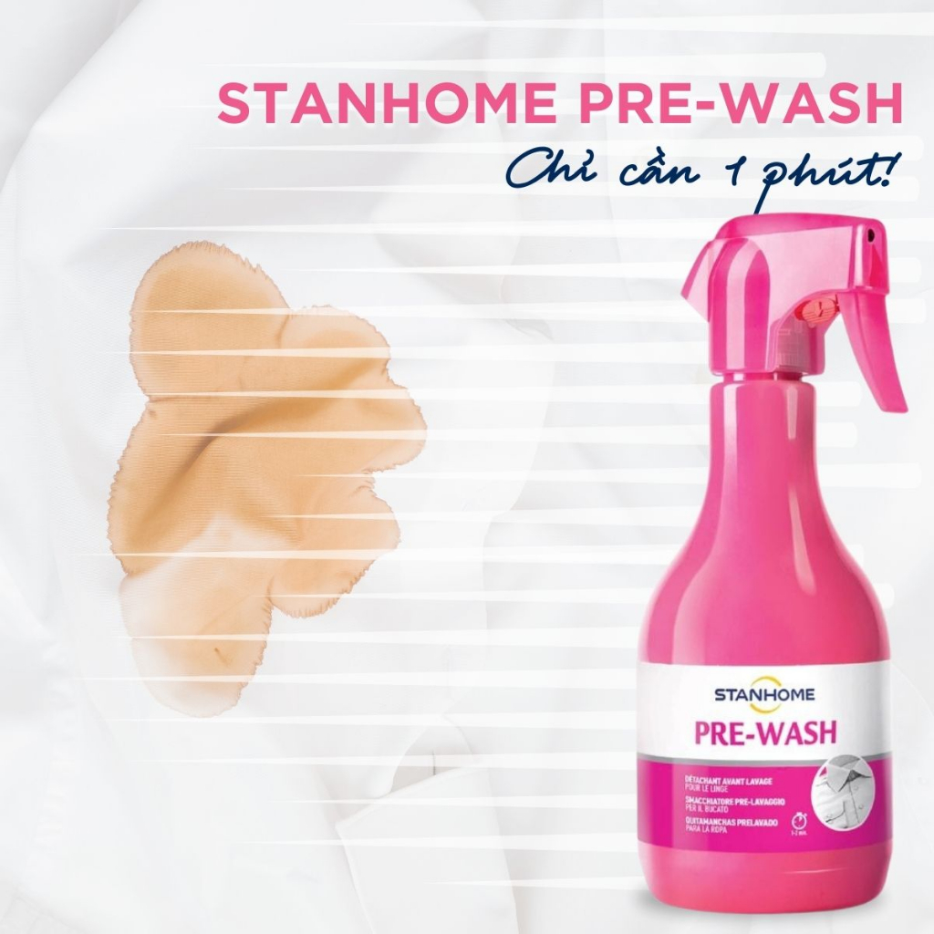 Set 3 xịt xử lý vết bẩn trước khi giặt Stanhome Pre-Wash 500ml/chai