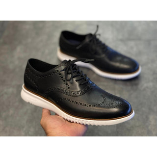 Cole haan grand os black white oxford wingtip