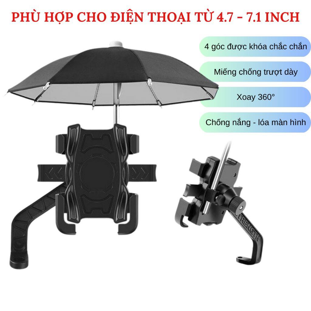 Giá Đỡ Điện Thoại Xe Máy - Kẹp Điện Thoại Gắn Xe Máy HT507 có ô dù che mưa che nắng Chống Cướp Cực Chắc Chắn