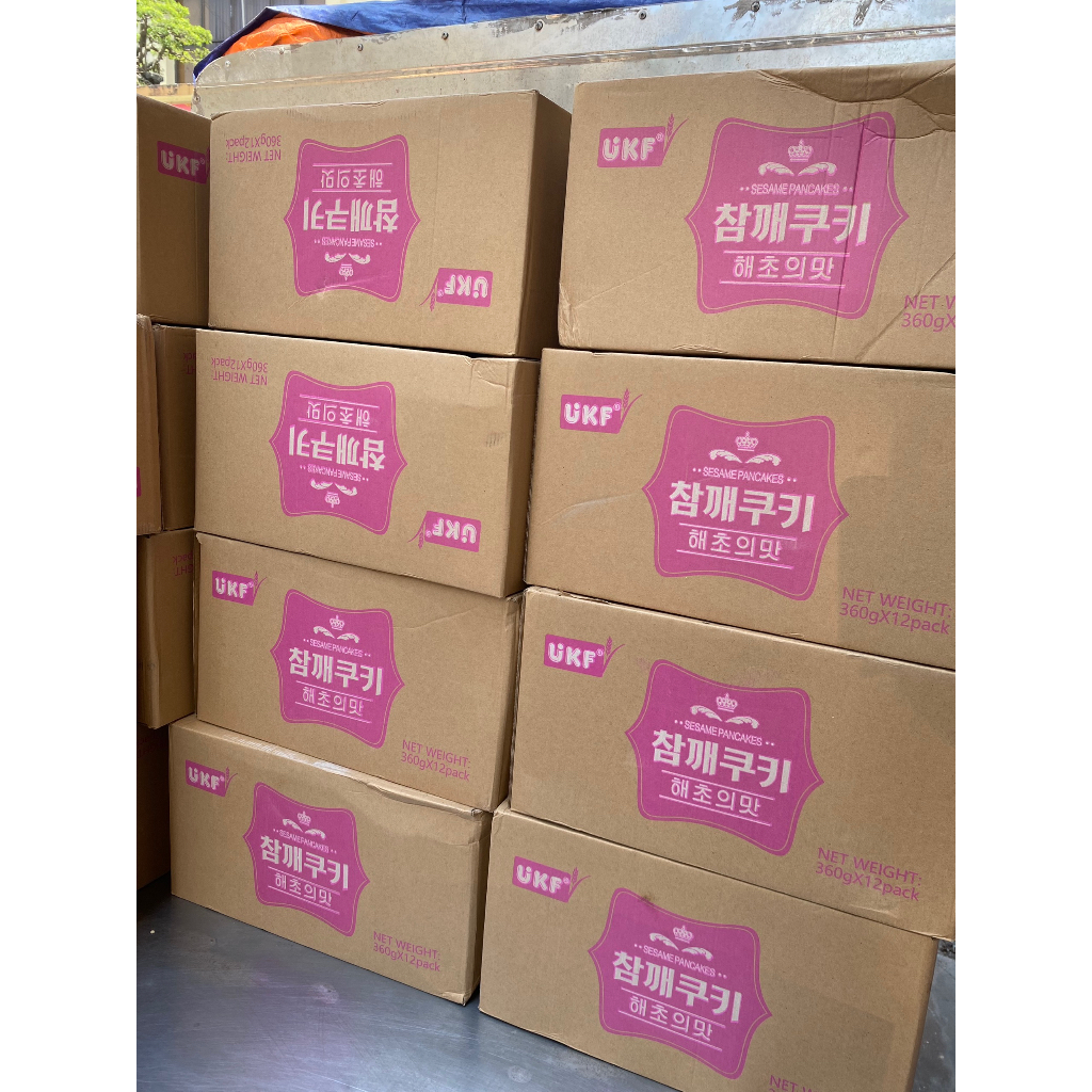 Thùng 12 Gói Bánh Quy Mè UKF Vị Rong Biển/Trứng/Phô Mai 360g Chính Hãng