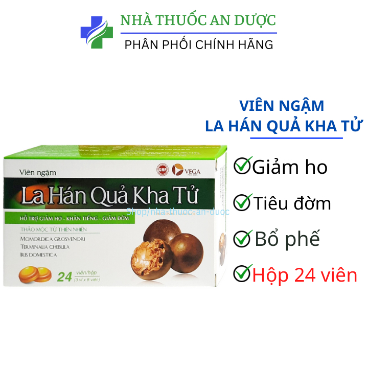 Viên Ngậm La Hán Quả Kha Tử Hộp 24 Viên – Hỗ Trợ Bổ Phế, Long Đờm