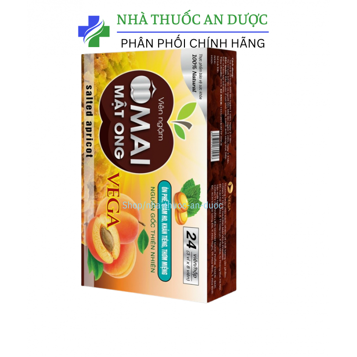 Viêm ngậm bổ phế Ô mai mơ mật ong giảm đau rát họng, giảm ho và đờm – Hộp 24 viên