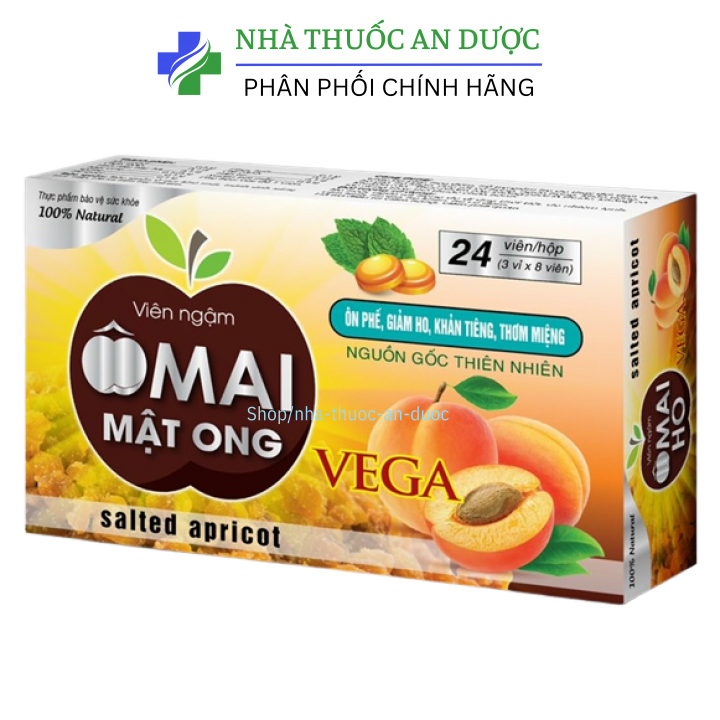 Viêm ngậm bổ phế Ô mai mơ mật ong giảm đau rát họng, giảm ho và đờm – Hộp 24 viên