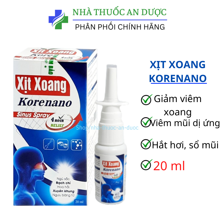 Xịt xoang korenano thảo dược hoa ngũ sắc giảm viêm xoang viêm mũi dị ứng hắt hơi xổ mũi (20ml/lọ)