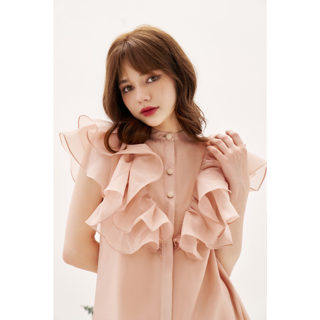 Pansy Dress-Váy suông vai bèo cổ tàu