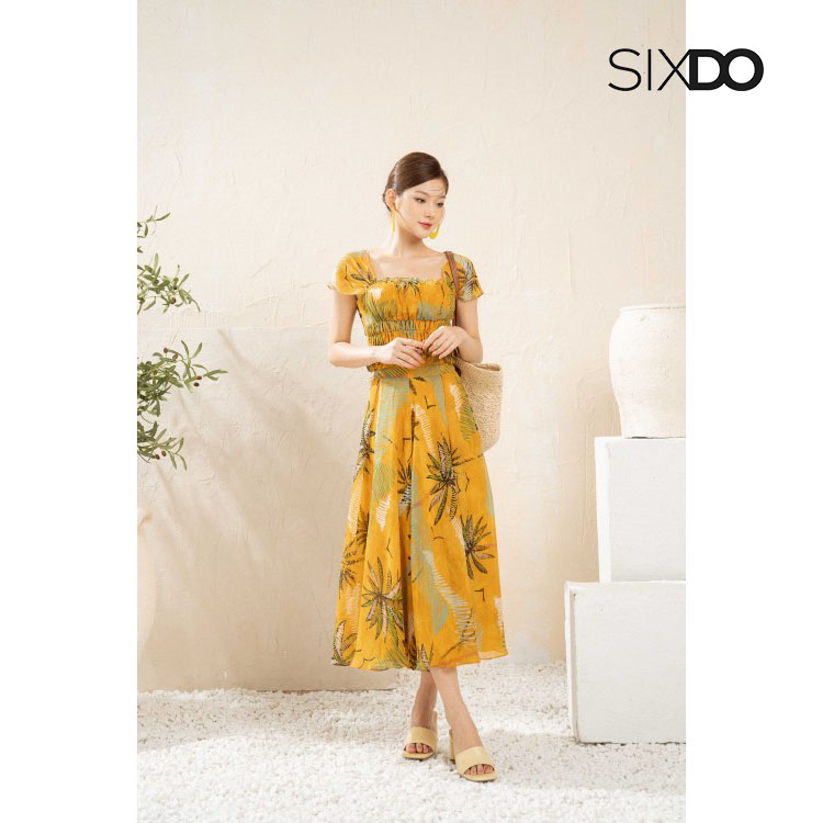 Áo voan chun eo cổ vuông thời trang SIXDO (Voile Top)