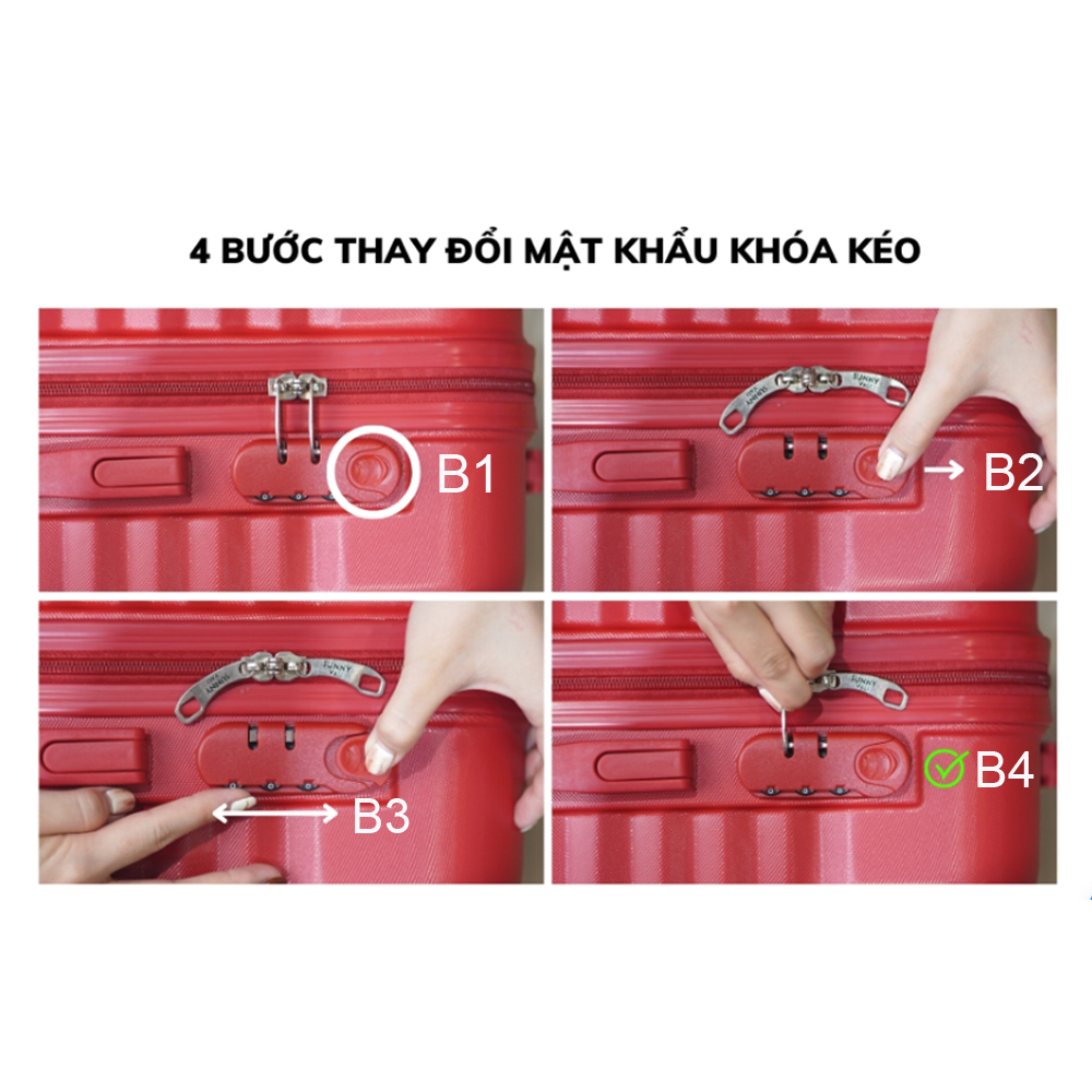 Vali xách tay 18 inch khóa 3 số bảo mật Vali size 18 dáng vuông bề mặt nhám chống trầy xước bibi shop