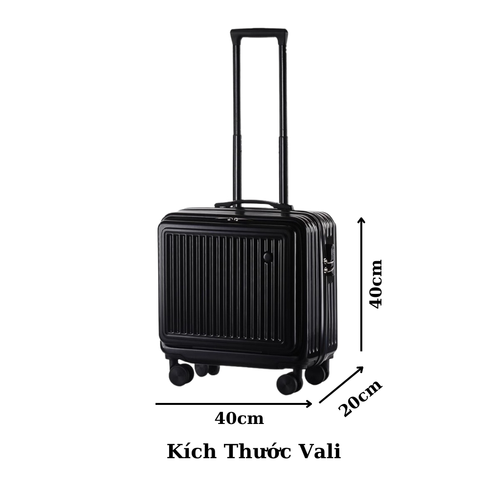 Vali xách tay 18 inch khóa 3 số bảo mật Vali size 18 dáng vuông bề mặt nhám chống trầy xước bibi shop