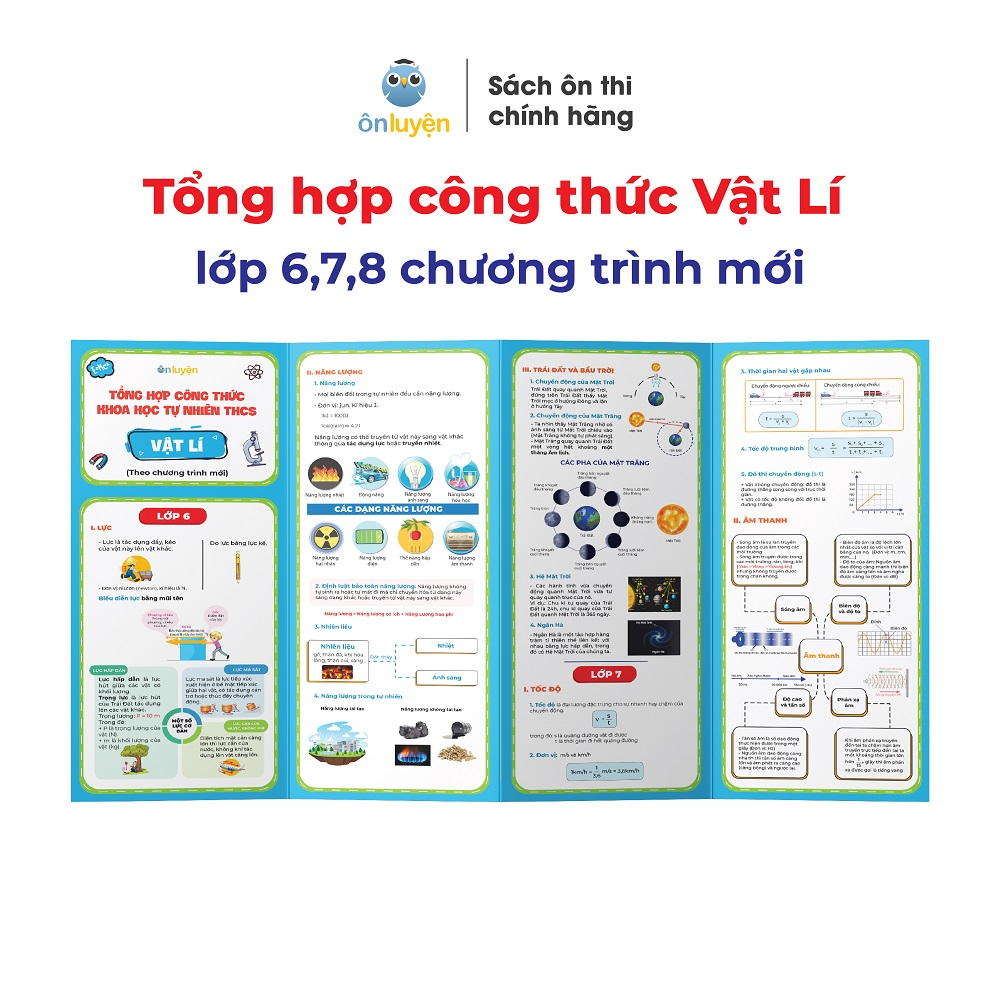 Tờ công thức Lí lớp 6,7,8 chương trình mới, dùng cho cả 3 bộ sách Kết nối, Chân trời, Cánh diều - Nhà sách Ôn luyện