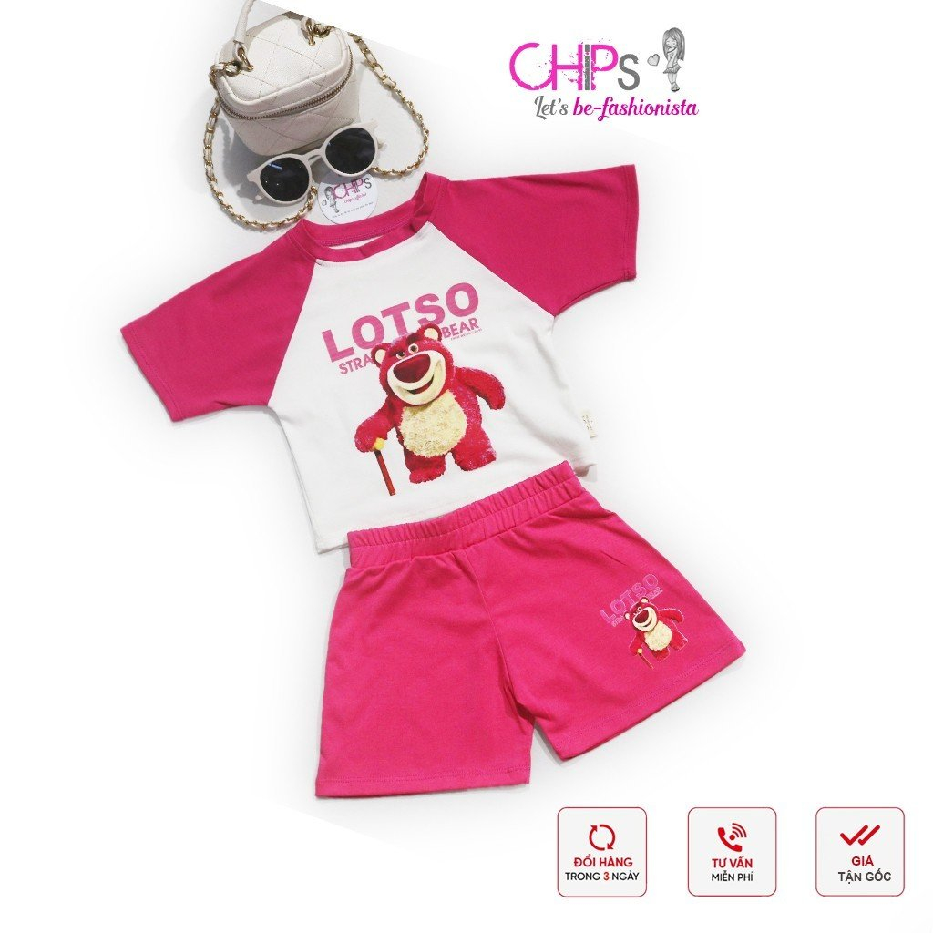 Sét Cotton In Gấu Lotso Sang Chảnh Cho Bé Gái