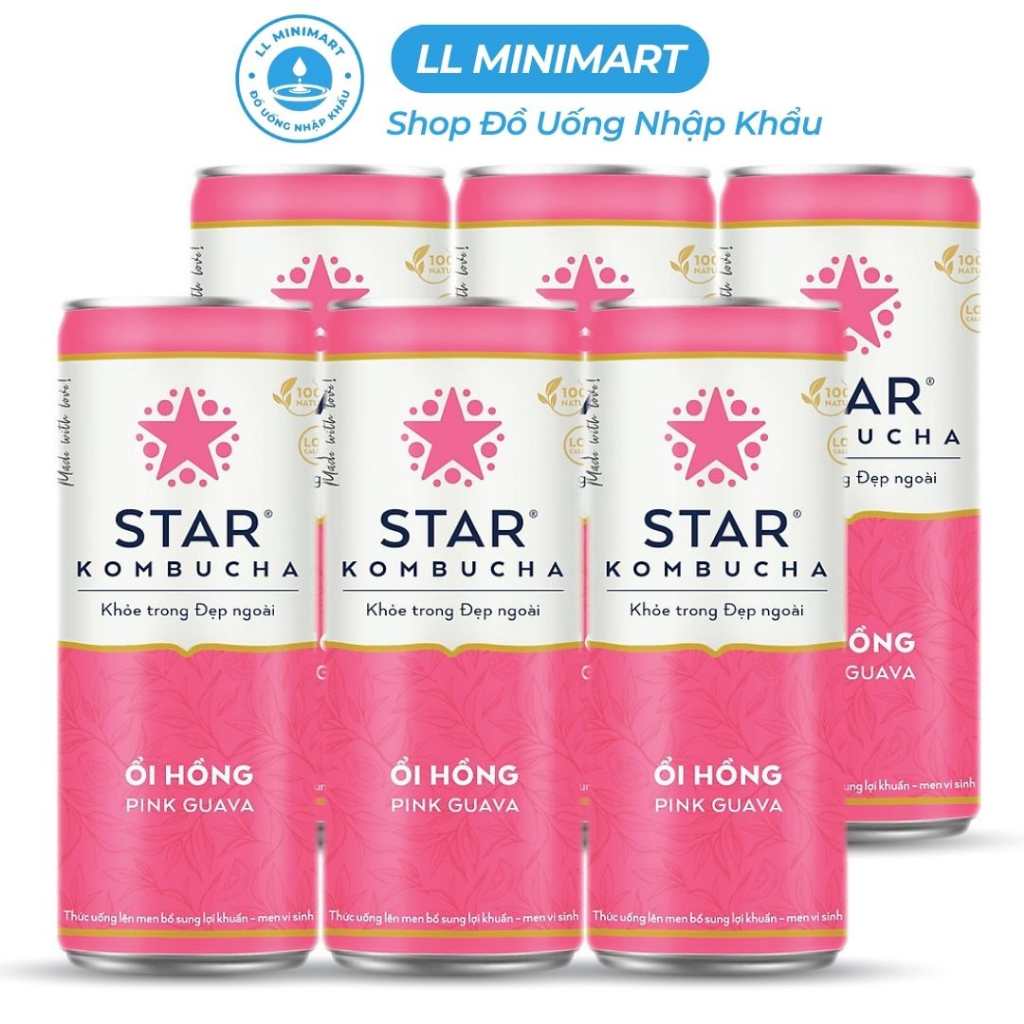 Lốc 6 Nước Uống Lên Men Star Kombucha Vị Ổi Hồng 250ML