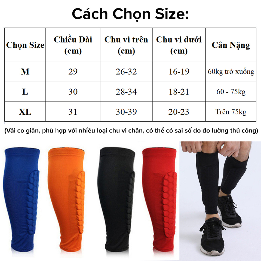 Băng Đai Bảo Vệ Bắp Chân Amalife Chọn Màu - Size, Có Miếng Lót Đệm Dày Bảo Vệ Ống Đồng Khi Chơi Thể Thao, Thoáng Khí