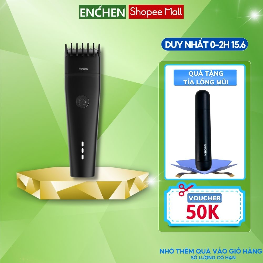 Tông đơ cắt tóc Enchen Boost 2, có thể điều chỉnh tốc độ, cữ cắt inh hoạt, pin bền, chống nước IPX7