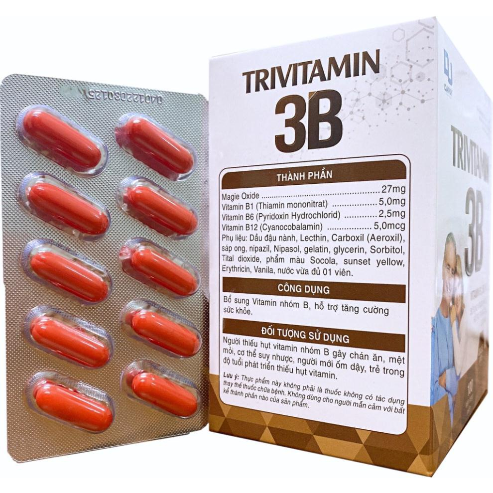 [ GIẢM GIÁ ] Trivtamin 3B Đại Uy Bổ Sung Vitamin B1 B6 B12 Hỗ Trợ Tăng Cường Sức Khỏe - Hộp 100 Viên Nang