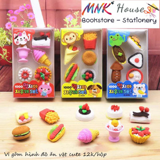 Vỉ gôm hình đồ ăn vặt cute - Vỉ gôm hình chibi hoạt hình - set 5 cục gôm