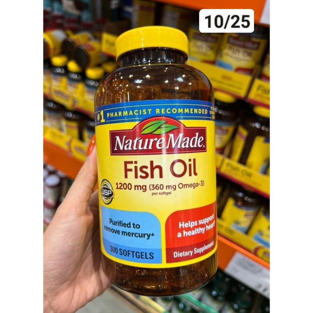 DATE 2024 Dầu cá Omega 3 Nature Made Fish oil 1200mg hộp 300 viên -Mẫu mới