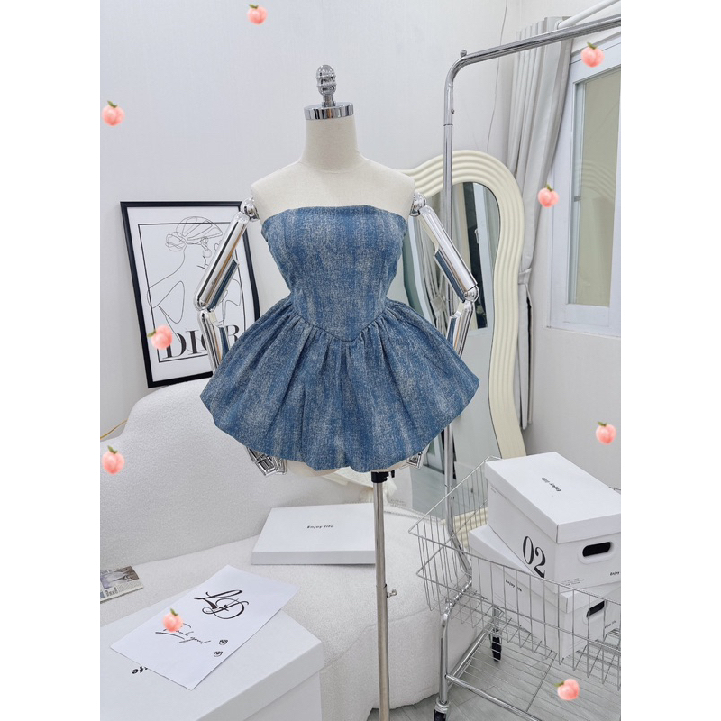 Áo jean peplum tùng bí