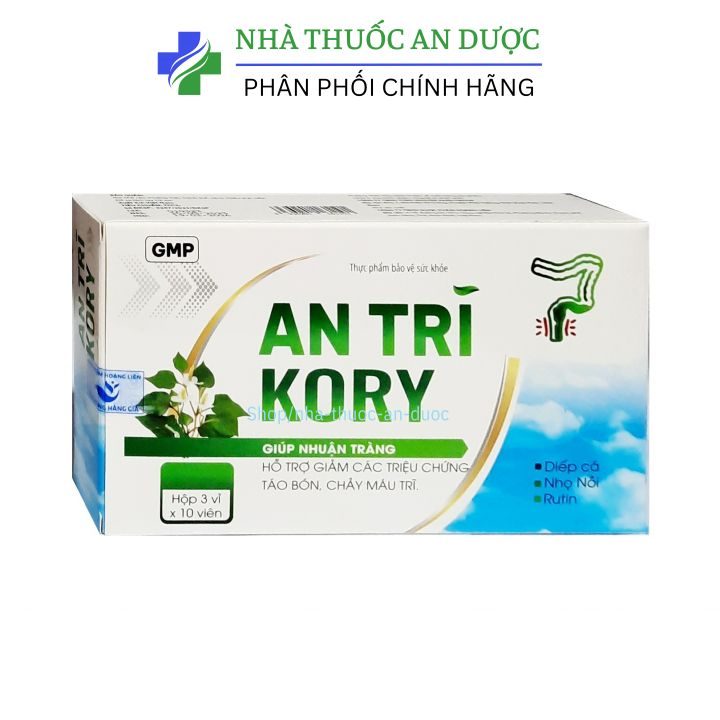 An trĩ Kory giúp nhuận tràng, hỗ trợ các triệu chứng táo bón, chảy máu trĩ – Hộp 30 viên