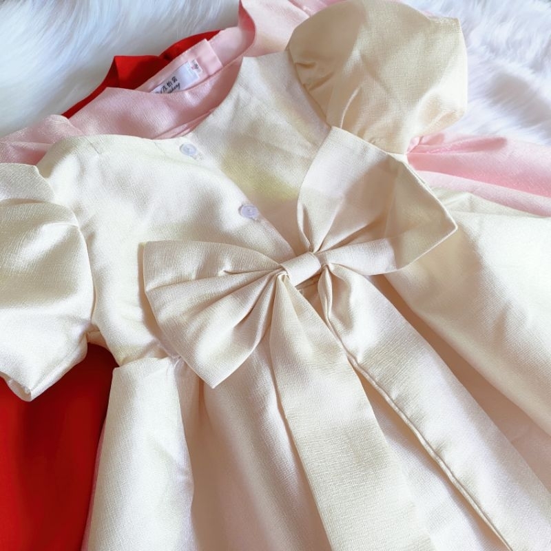 Váy bé gái tùng xoè chất thô dạ kết nơ cực xinh size 8-25kg