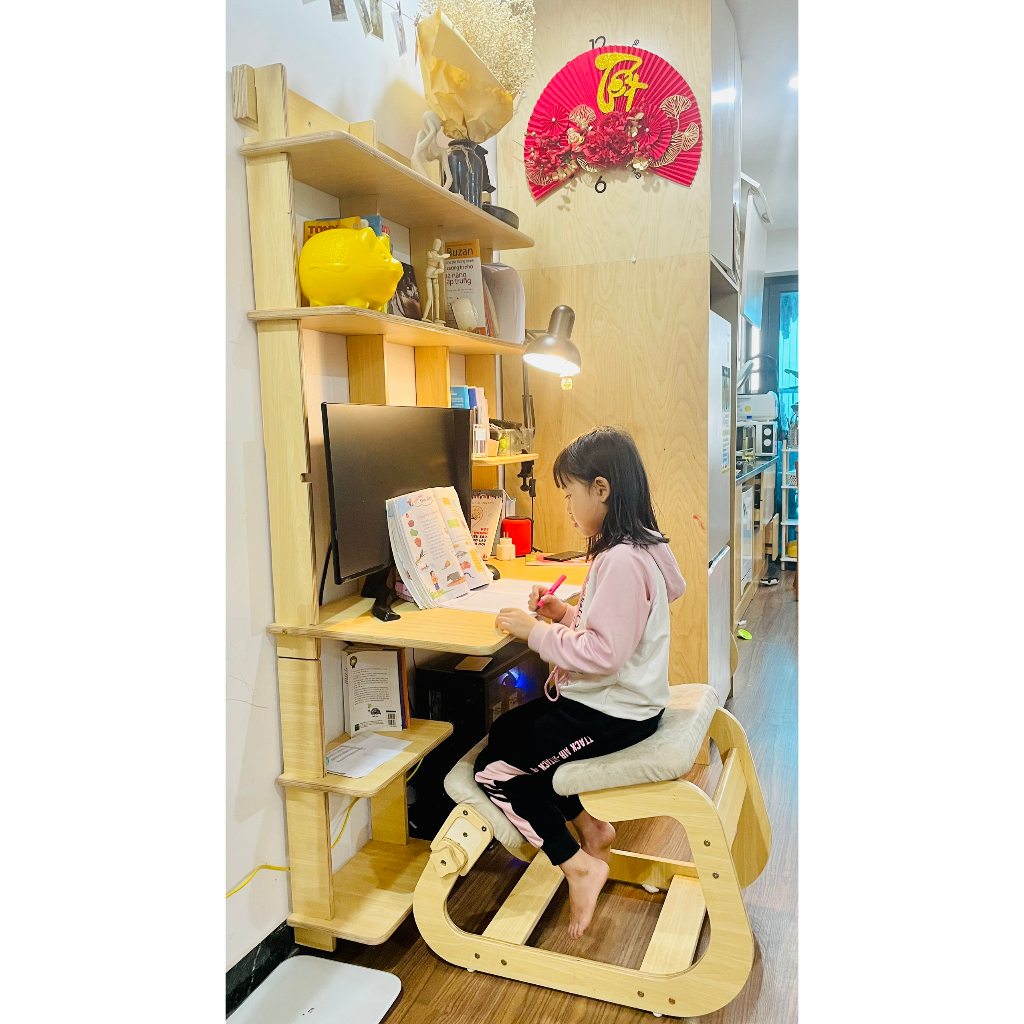 Bàn Kệ Mô đun, Bàn Làm Việc, Bàn Học Khiêm Giá Sách - Đạo Yêu Mộc DYM