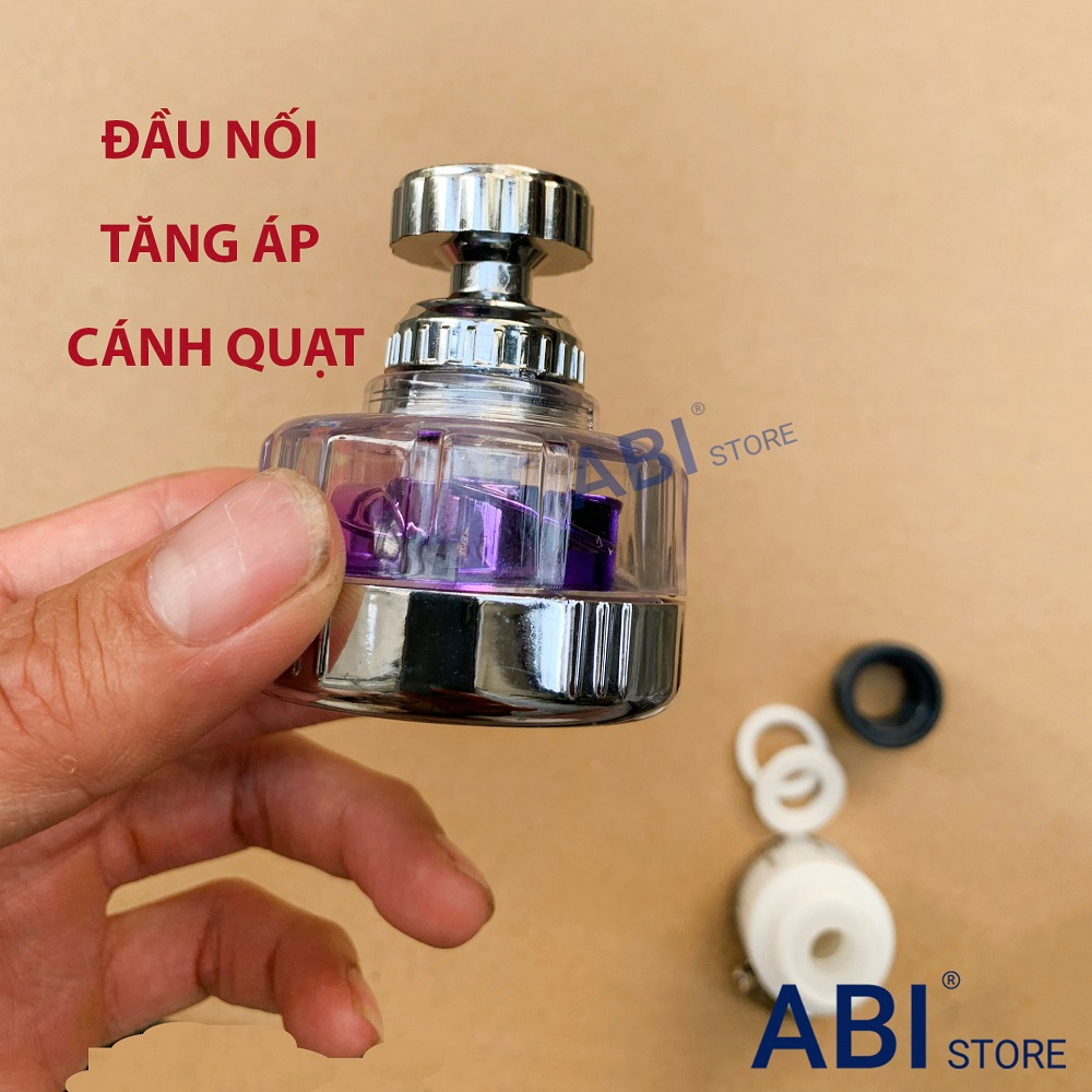 Đầu nối vòi rửa bát tăng áp có cánh quạt xoay 360 độ kèm đầu chuyển phù hợp mọi loại vòi rửa chén