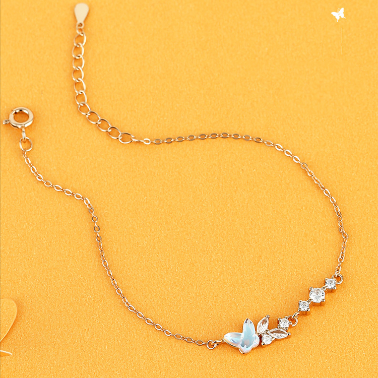 Lắc Tay Bạc Nữ hình Cánh B.ướm May Mắn -Vòng Tay Bạc tự thiết kế đến từ Sterling M.Lady Jewelry