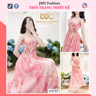 V3737 Váy 2 dây hồng maxi hoa nhí đi biển [Dolce Viva Colection (DVC)] váy đầm maxi hồng hoa 2 dây sexy