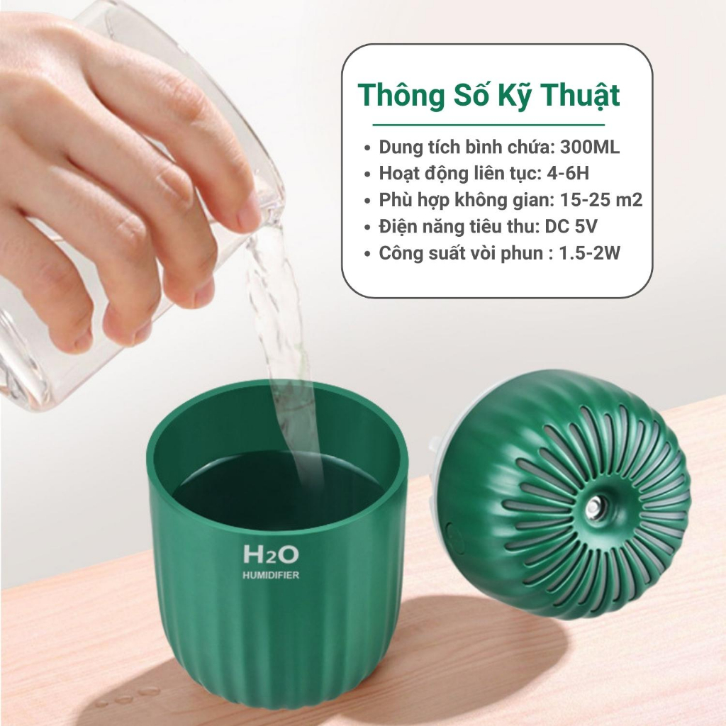 Máy Xông Tinh Dầu Ô Tô Xe Hơi H20 300ML Máy Khuếch Tán Tinh Dầu Toả Hương Thơm Khử Mùi Ẩm Mốc Diệt Vi Khuẩn