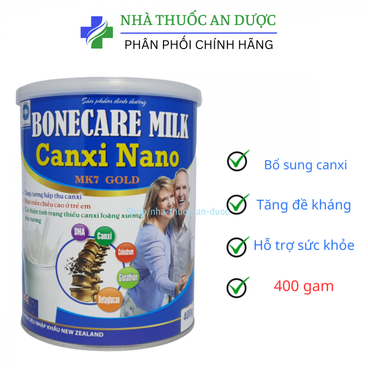 Sữa bột Bonecare Milk Canxi Nano MK7 Gold- tăng cường hấp thu canxi, phát triển chiều cao ở trẻ em, cải thiện sức khoẻ