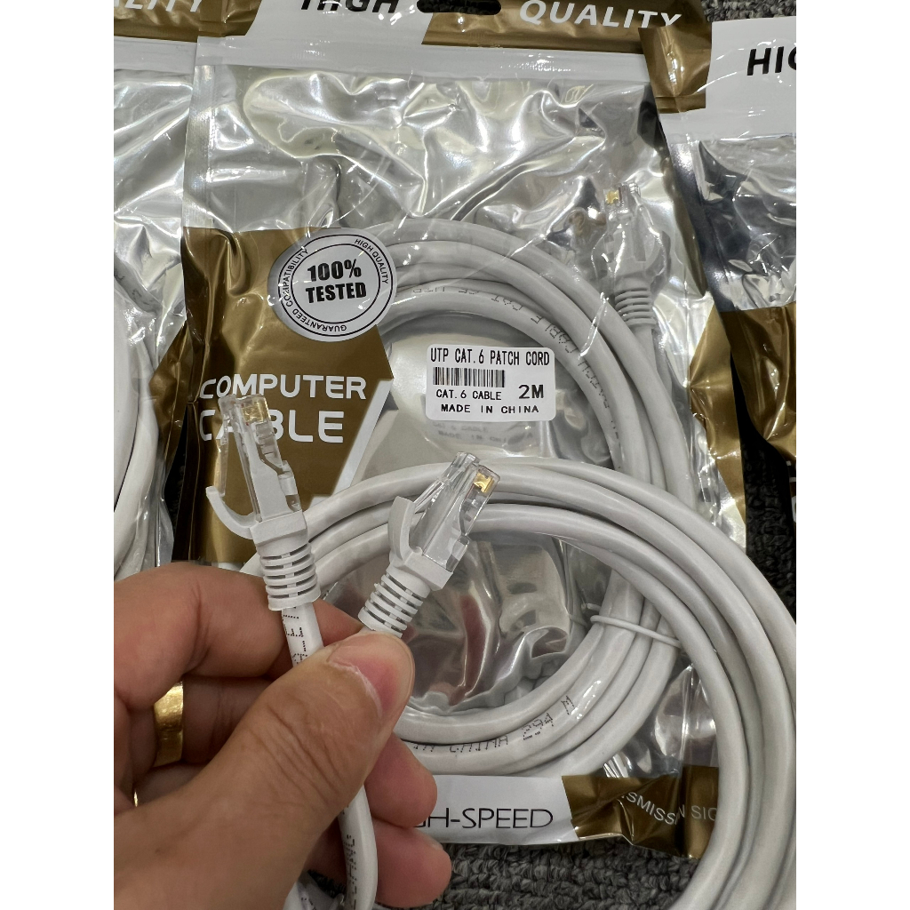 Dây cáp mạng Cat6e UTP  đúc sẵn 2 đầu RJ45 Cat6 - 5m, 3m, 2Mm, 1.5m