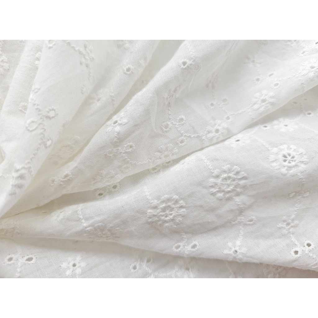 Vải thô boi thêu hoa nhí