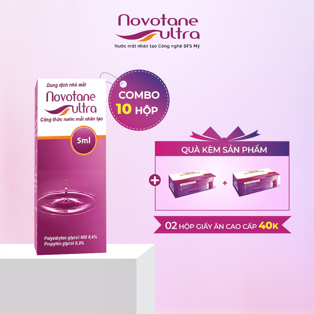 Combo 10 Lọ Nước Mắt Nhân Tạo NOVOTANE Ultra Giảm Khô Mắt, Mỏi mắt, Mờ Mắt 5ml