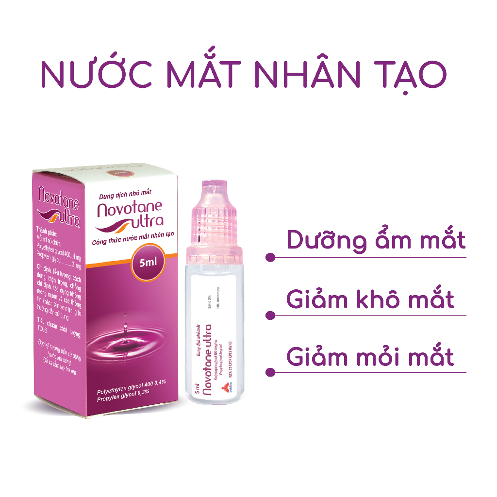 Combo 10 Lọ Nước Mắt Nhân Tạo NOVOTANE Ultra Giảm Khô Mắt, Mỏi mắt, Mờ Mắt 5ml