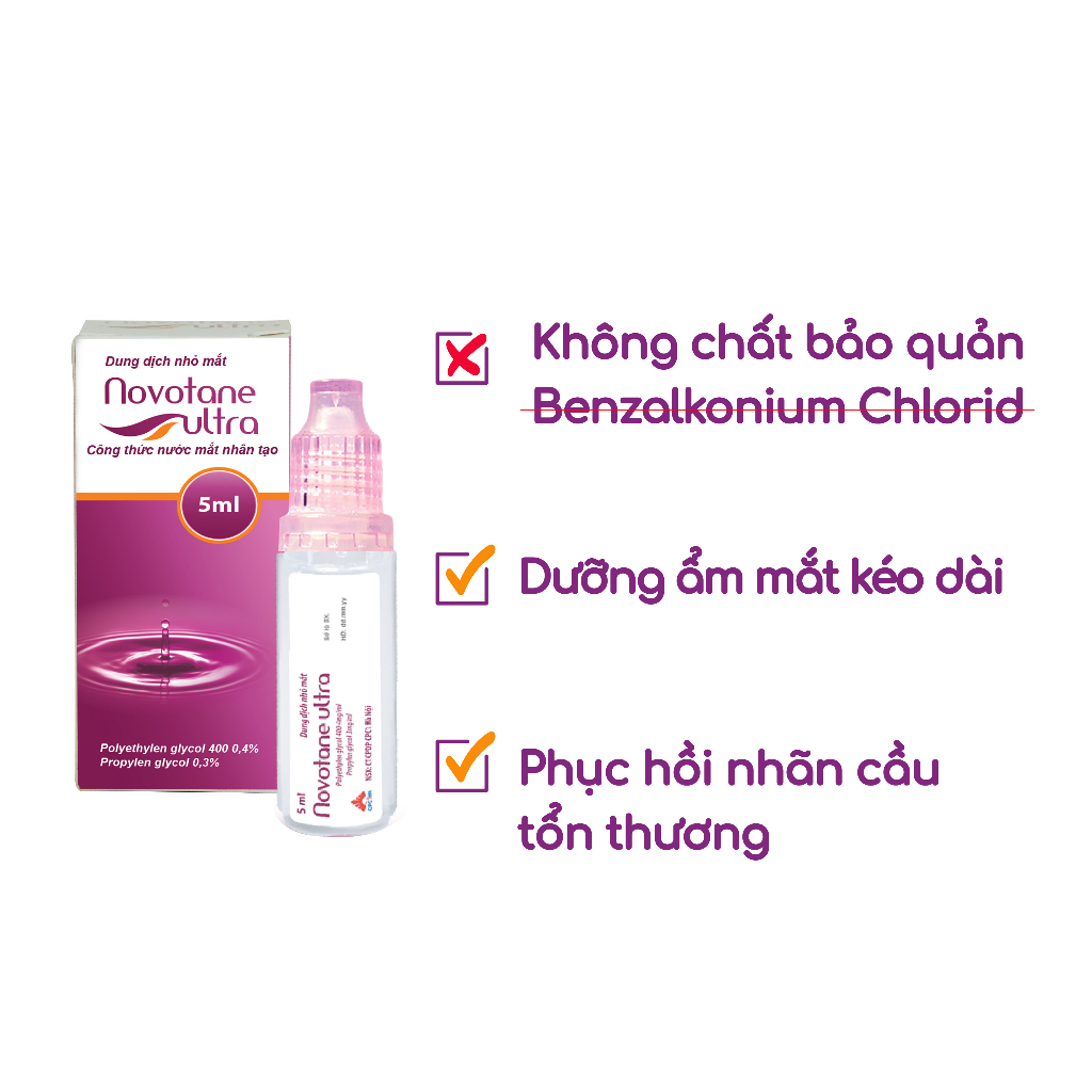 Combo 10 Lọ Nước Mắt Nhân Tạo NOVOTANE Ultra Giảm Khô Mắt, Mỏi mắt, Mờ Mắt 5ml