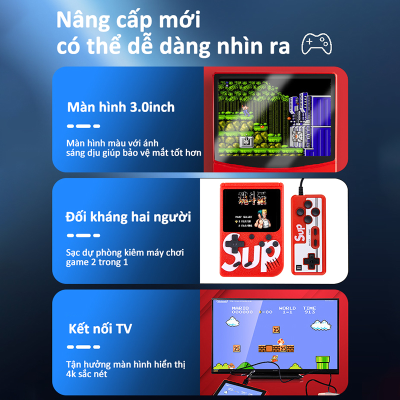 Máy Chơi Game Sup 400 Game In 1 Retro Kèm Tay Cầm Chơi Game 2 Người