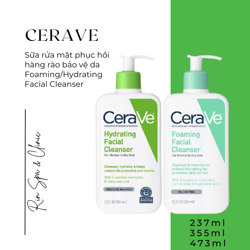 Sữa rửa mặt dịu nhẹ giảm mụn, giảm dầu, phục hồi da CERAVE Facial Cleanser