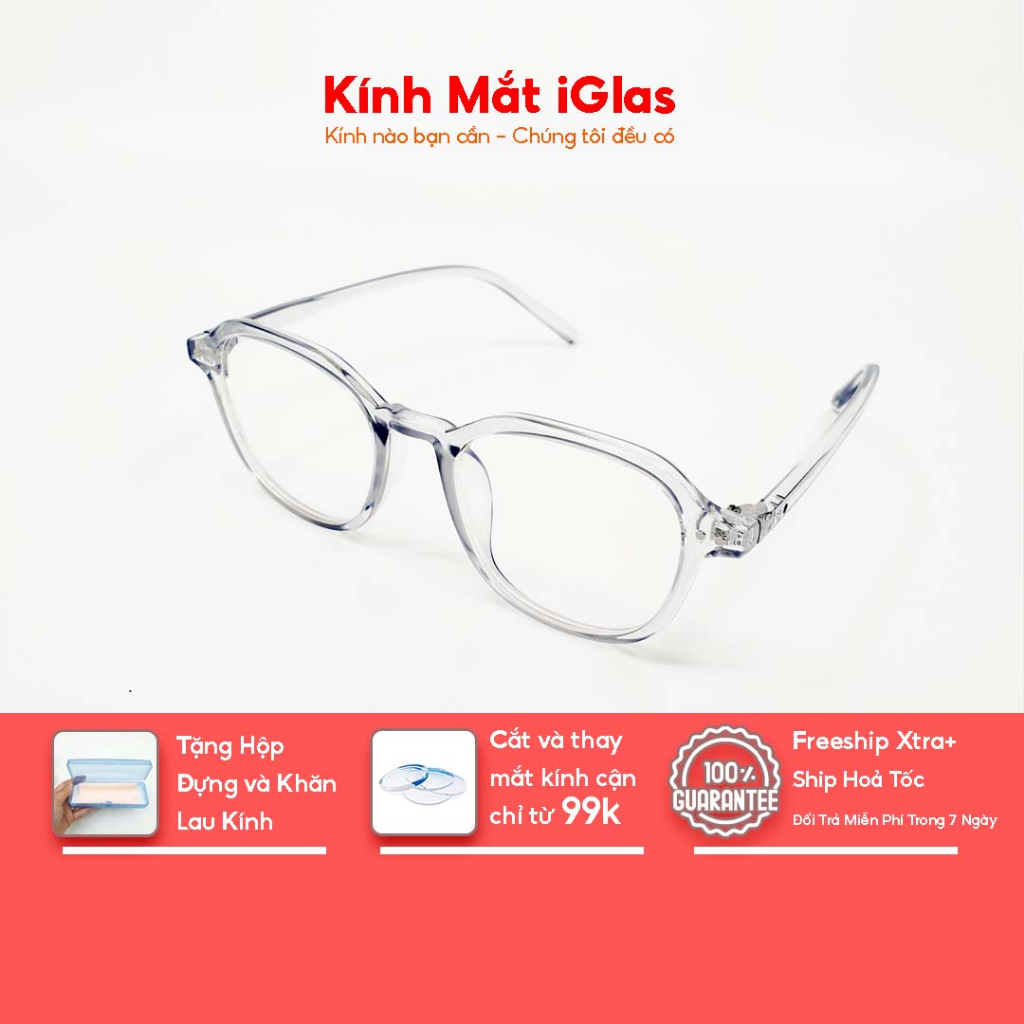 Kính Mắt Chống Ánh Sáng Xanh iGlas050 - Giúp Giảm Nhức Mỏi Mắt Khi Dùng Máy Tính (Có Thể Bóc Tem UV400 Dán Trên Mắt)