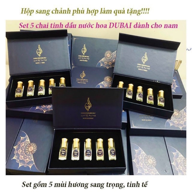 SET 5 CHAI Hàng bên mình chất bao thơm nha .DuBai perfume oiliHOA VĂN DẬP NỔI