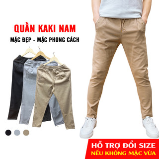 Quần dài kaki nam ống côn bó co giãn có cạp chun dễ dàng điều chỉnh - KK01
