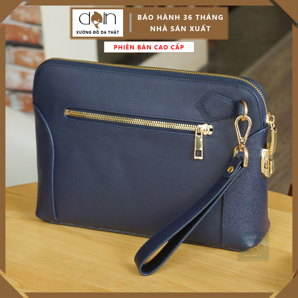 Clutch khóa số bản to cao cấp chứa nhiều đồ, 3 màu Đen/Nâu/Navy, Hàng thiết kế sang trọng Doin AQ_CL102