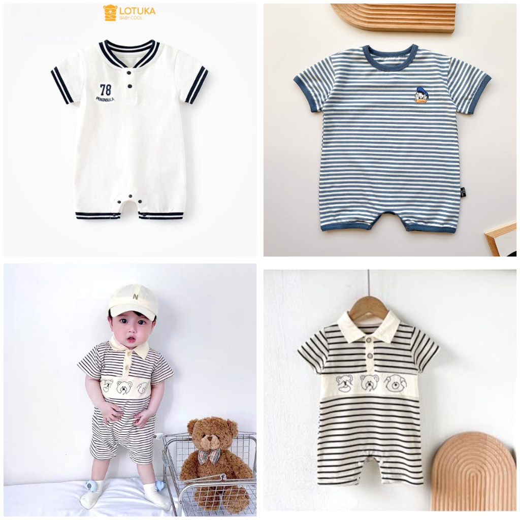 Body Đùi Kẻ Sọc LOTUKA, BodySuit Mùa Hè Cho Bé Trai Bé Gái, Chất Thun Lạnh Mềm Mát Size 3-12kg